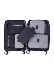 7 件套旅行收纳袋套装，用于衣物整理收纳袋衣柜手提箱袋旅行收纳袋学校用品房间装饰卧室装饰宿舍必备品学生老师旅行必备品旅行背包旅行包行李箱旅行装备返校搬家袋收纳袋 - 黑色 - 查看 2