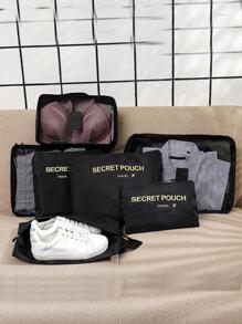 7 件套旅行收纳袋套装，用于衣物整理收纳袋衣柜手提箱袋旅行收纳袋学校用品房间装饰卧室装饰宿舍必备品学生老师旅行必备品旅行背包旅行包行李箱旅行装备返校搬家袋收纳袋 - 黑色 - 查看 3