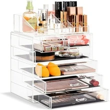 Acrylic Cosmetics Makeup and Jewelry Storage Organizer Case Display with Drawers - 無色 - 查看 1