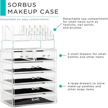 Acrylic Cosmetics Makeup and Jewelry Storage Organizer Case Display with Drawers - 無色 - 查看 2