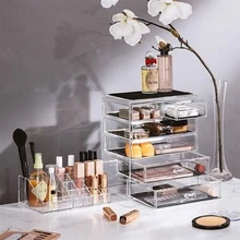 Acrylic Cosmetics Makeup and Jewelry Storage Organizer Case Display with Drawers - 無色 - 查看 3