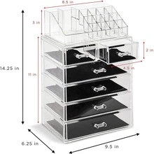 Acrylic Cosmetics Makeup and Jewelry Storage Organizer Case Display with Drawers - 無色 - 查看 4