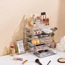 Acrylic Cosmetics Makeup and Jewelry Storage Organizer Case Display with Drawers - 無色 - 查看 5