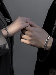 2入組新潮簡單寒冷浪漫心磁吸情侶手鏈約會禮物 - 銀色 - 查看 3