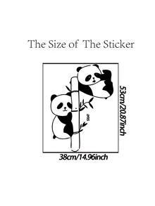 1pc Panda Wall Sticker - Black - View 3