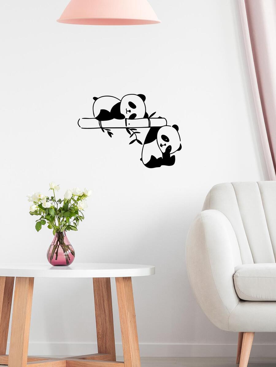 1pc Panda Wall Sticker - Black - View 1