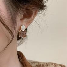 Round Drop Earrings - Coffee - View 3