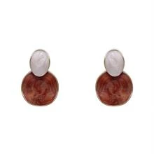 Round Drop Earrings - Coffee - View 7