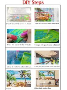 Giường đôi Hình vuông 5D DIY Tranh kim cương Xanh Con công Mặt trăng Phong cảnh Hình ảnh Của Pha lê Kim cương Khảm Nhà  Trang trí - Đen và trắng - Xem 5