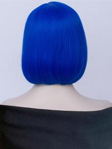 1set Short Straight Bob Synthetic Wig With Bangs & Dragonfly Decor Hair Clip - Royal Blue - View 5