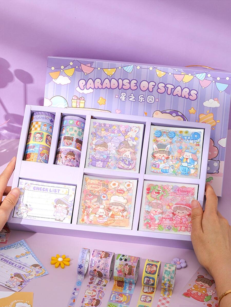 1 Pc Sticker Gift Box Set Sticker Tape Gift Box Set Girl Cut Scrapbook Sticker SHEIN USA