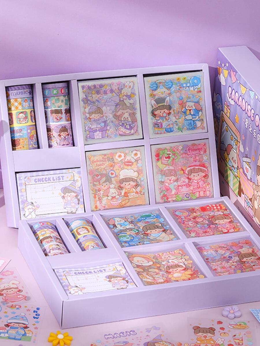 1 Pc Sticker Gift Box Set Sticker Tape Gift Box Set Girl Cut Scrapbook Sticker SHEIN USA