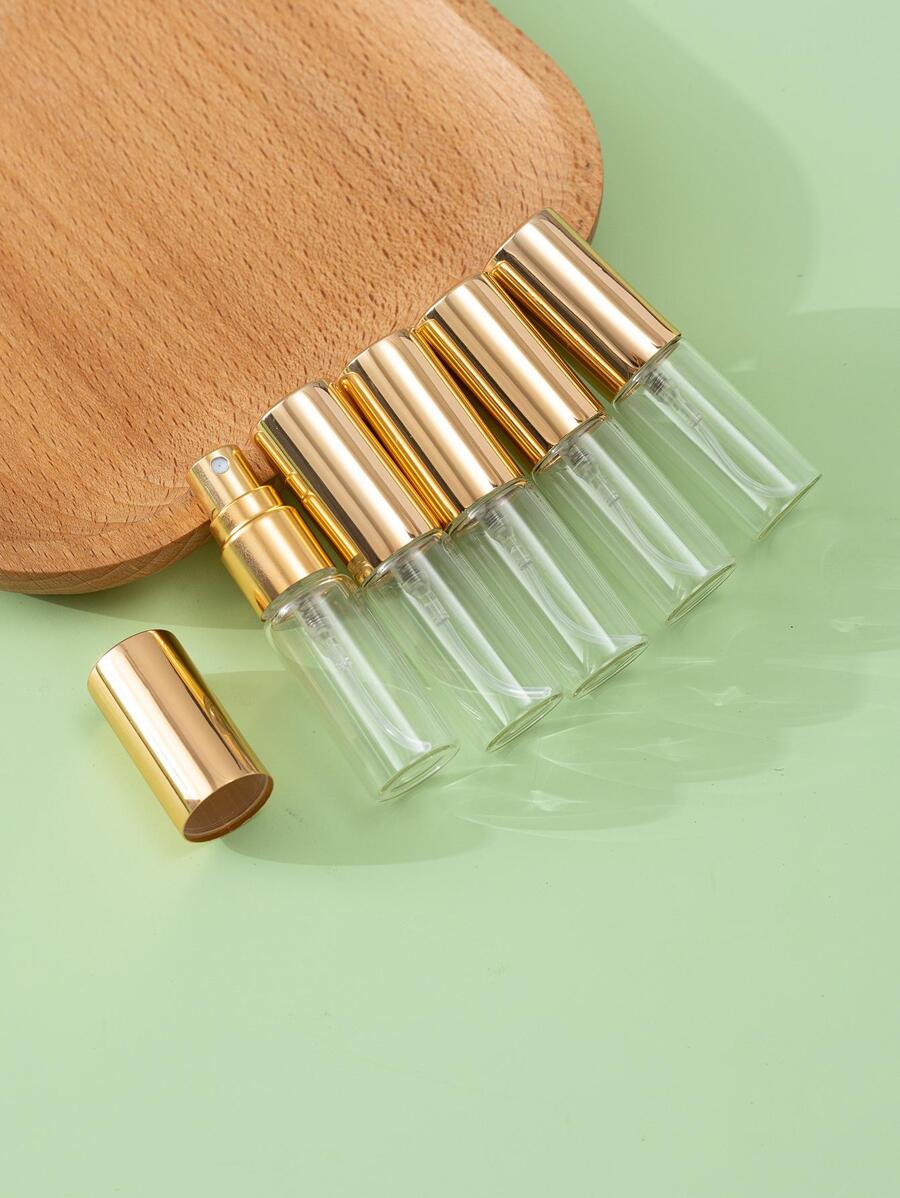 10 件 5ml 香水可填充瓶玻璃喷雾瓶迷你雾化器分配器旅行户外便携式随身喷雾器（金色盖子）