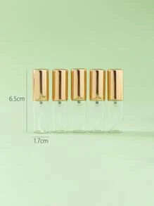 10 件 5ml 香水可填充瓶玻璃喷雾瓶迷你雾化器分配器旅行户外便携式随身喷雾器（金色盖子）