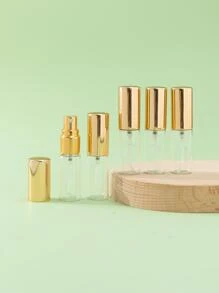 10 件 5ml 香水可填充瓶玻璃喷雾瓶迷你雾化器分配器旅行户外便携式随身喷雾器（金色盖子）