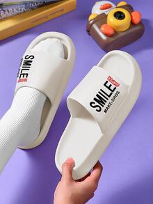 男士透氣單帶字母圖案拖鞋,時尚戶外乙烯-乙酸乙烯共聚物拖鞋 - 米色 - 查看 4