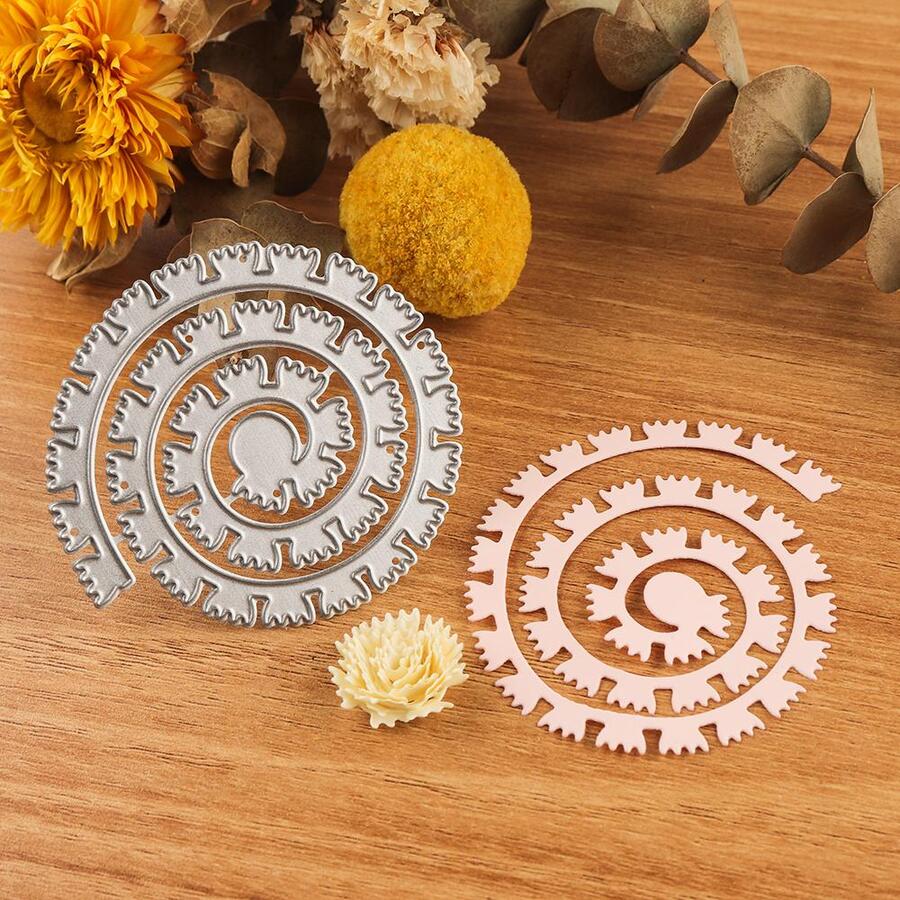 CYFUN DESIGN 1入組3D螺旋花花環金屬切削模具適用於DIY專輯裝飾工藝壓花紙製作 - 銀色 - 查看 1