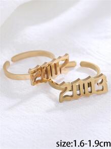 2026复古生日年份金色不锈钢戒指，时尚个性创意小众设计（注意：不锈钢接口较为脆弱，请小心弯曲戒指，以免断裂。此外，由于生产批次不同，可能存在轻微色差。另外，由于光线和拍摄角度的原因，实际产品颜色可能与图片略有不同。） - 金色 - 查看 4