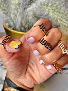 2026复古生日年份金色不锈钢戒指，时尚个性创意小众设计（注意：不锈钢接口较为脆弱，请小心弯曲戒指，以免断裂。此外，由于生产批次不同，可能存在轻微色差。另外，由于光线和拍摄角度的原因，实际产品颜色可能与图片略有不同。） - 金色 - 查看 3