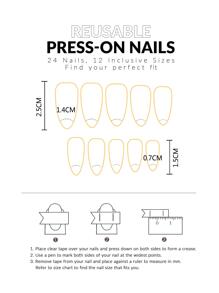 使用 24入組白色閃光法式尖短杏仁全覆蓋假指甲套件提升您的風格 - 彩色 - 查看 4
