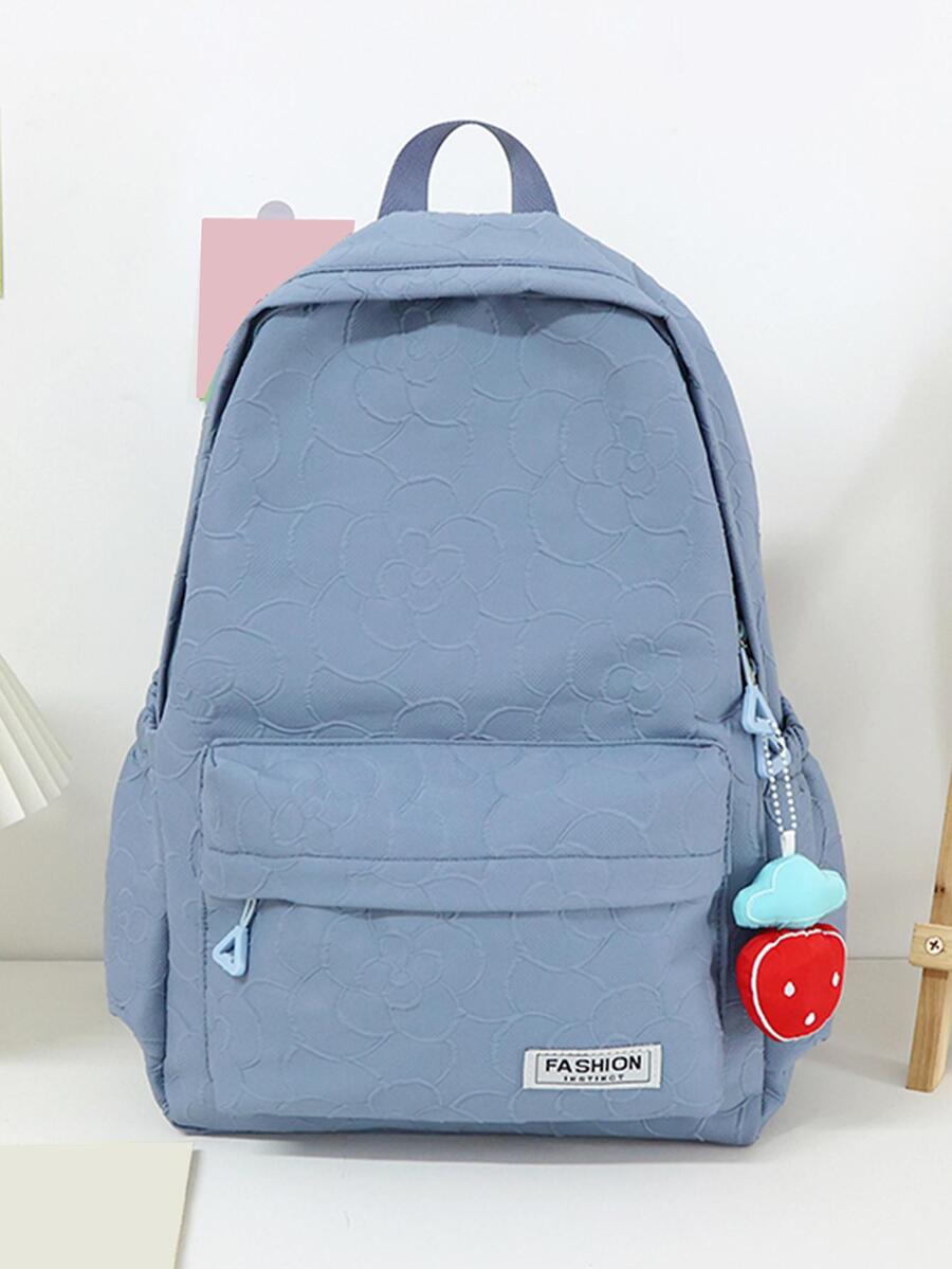 Niños Mochila clásica con estampado de letra correa ajustable alta capacidad cremallera - Azul - Ver 1