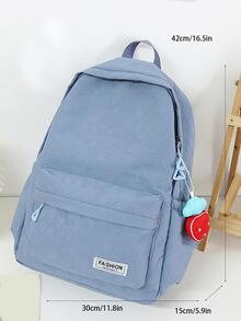 Niños Mochila clásica con estampado de letra correa ajustable alta capacidad cremallera - Azul - Ver 3