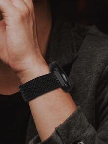 1 pièce Bracelet de montre unisexe en nylon réglable de 20 mm et 22 mm, compatible avec les montres connectées Samsung et Amazfit - Noir - Voir 3