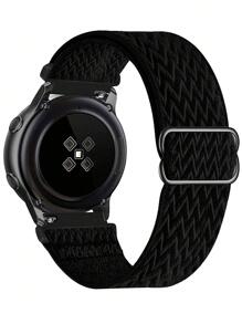 1 pièce Bracelet de montre unisexe en nylon réglable de 20 mm et 22 mm, compatible avec les montres connectées Samsung et Amazfit - Noir - Voir 2