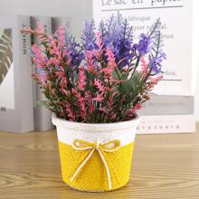 1pc Small Paper Rope Woven Flower Pot - Yellow - View 1