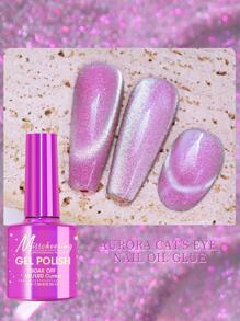 Misscheering 貓眼凝膠指甲油，亮銀色閃光拋光劑，美人魚全息紫色閃光美甲 UV LED 浸泡指甲磁性凝膠拋光劑指甲藝術 DIY 適合沙龍在家 - 彩色 - 查看 1