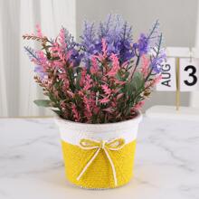 1pc Small Paper Rope Woven Flower Pot - Yellow - View 2