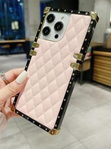 1pc Pink 3D Sheepskin Diamond Pattern Anti-Fall Phone Case, Compatible With Samsung Folding Series, IPhone X/XS/XR/XS Max, 11/11 Pro/11 Pro Max, 12/12 Pro/12 Pro Max, 13/13 Pro/13 Pro Max, 14/14 Pro/14 Pro Max/14 Plus, 15/15 Pro/15 Pro Max/15 Plus, Z Flip 3/4/5, S21 Ultra, S22 Ultra, S23 Ultra, S24 Ultra, S25 Ultra. Actual Hole Position May Vary According To Model