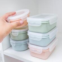 1pc PP Food Storage Box, Simple Solid Color Food Fresh Keeping Box For Kitchen - Blue - View 1