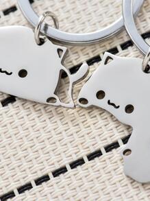 2 件套不锈钢情侣钥匙扣套装礼物纪念品学校卡通汽车配件可爱哥特 Y2k 包挂绳带身份证夹汽车配件包饰