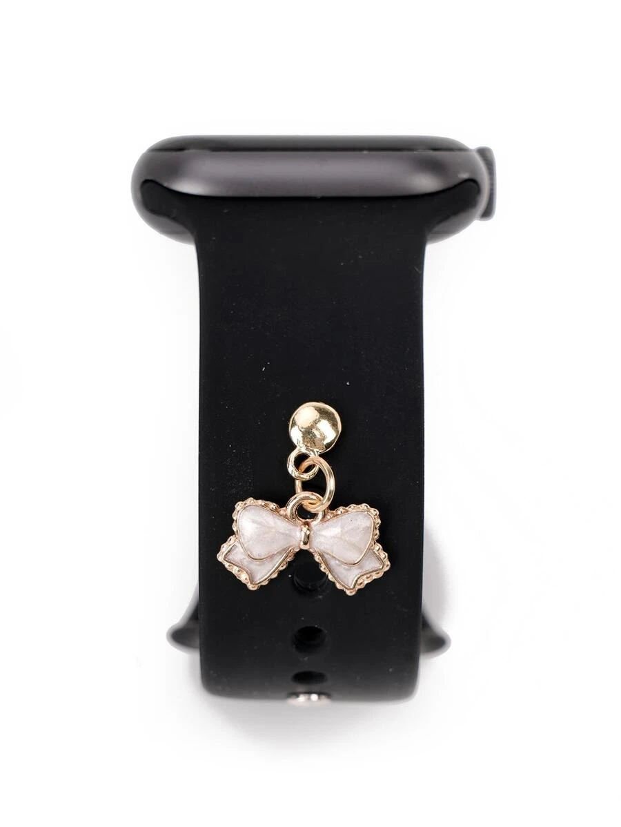 1入組合金可愛灰色領結錶帶吊飾裝飾與 Apple 錶帶配件兼容，與 Galaxy 錶帶吊飾兼容，與華為錶帶系列首飾兼容