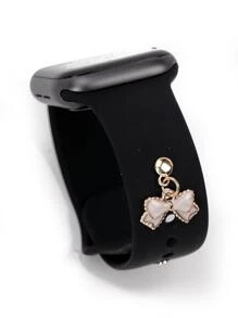 1入組合金可愛灰色領結錶帶吊飾裝飾與 Apple 錶帶配件兼容，與 Galaxy 錶帶吊飾兼容，與華為錶帶系列首飾兼容