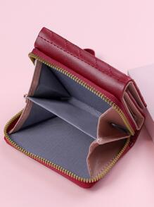 女士时尚刺绣心形图案多卡位短款钱包便携现金白领女性大学工作商务通勤办公室周年纪念生日礼物情人节礼物教师礼物心形热粉色腕带钱包女士钱包钱包小钱包 - 酒紅色 - 查看 7