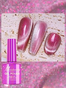 Misscheering 貓眼凝膠指甲油，亮銀色閃光拋光劑，美人魚全息紫紅色閃光美甲 UV LED 浸泡指甲磁性凝膠拋光劑指甲藝術 DIY 適合沙龍在家 - 彩色 - 查看 1