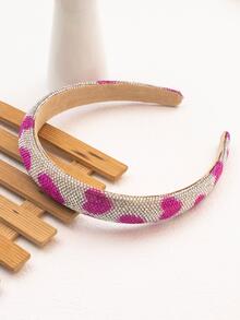 1個女性愛心圖案鑲嵌鑽石華麗的髮飾頭帶,可愛的髮飾 - 玫紅色 - 查看 4