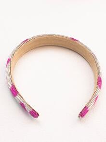 1個女性愛心圖案鑲嵌鑽石華麗的髮飾頭帶,可愛的髮飾 - 玫紅色 - 查看 2