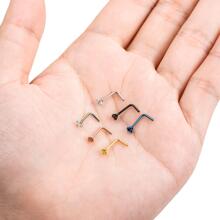 2.5mm Zirconia Nose Ring With Stainless Steel L-Shaped Post, Suitable For Women - Yellow Gold - View 4