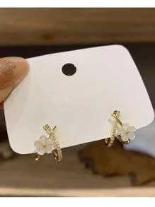 1 Par De Brincos Elegantes Estilo Coreano Com Cristais Para Mulheres/Meninas, Brincos Femininos Rabo De Peixe, Presente