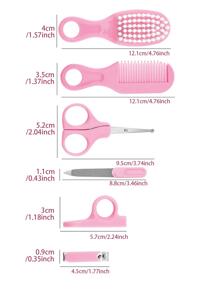 6件套婴儿护理指甲钳套装（带梳子和刷子、清洁套装）礼盒 - 粉色 - 查看 4