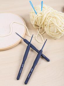 1支2.0-3.0mm藍色手柄針織鉤,用於diy毛線玩偶或包包編織,附贈2入藍色縫紉針 - 藏蓝色 - 查看 1