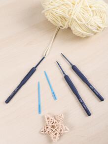 1支2.0-3.0mm藍色手柄針織鉤,用於diy毛線玩偶或包包編織,附贈2入藍色縫紉針 - 藏蓝色 - 查看 2