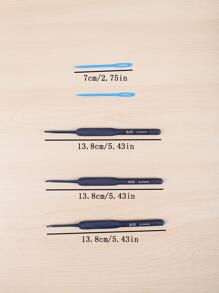 1支2.0-3.0mm藍色手柄針織鉤,用於diy毛線玩偶或包包編織,附贈2入藍色縫紉針 - 藏蓝色 - 查看 5