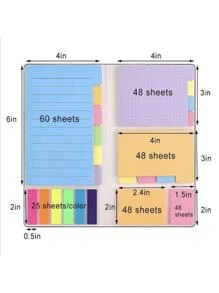 1 Set de de colores Cuaderno Funda desgarrable Nota adhesiva combinación , adecuado para estudiantes , profesores , , familias ,
