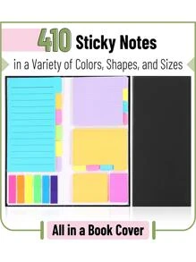 1 Set de de colores Cuaderno Funda desgarrable Nota adhesiva combinación , adecuado para estudiantes , profesores , , familias ,