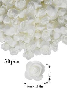 50 bông hoa hồng xốp PE mini, đầu hoa 4cm/1,58in, hoa hồng nhân tạo thủ công DIY, dùng cho tiệc cưới, trang trí phòng, vật dụng tiệc - trắng - Xem 2