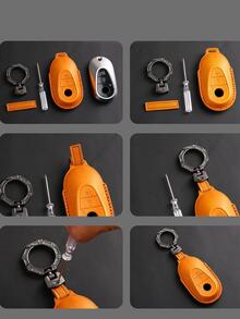 Funda de llave de coche compatible con - Marrón - Ver 8